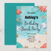 Kinder strand verjaardagsfeestje kaart (Voorkant / Achterkant)