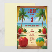 Kinder strand verjaardagsfeestje kaart (Voorkant / Achterkant)