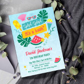 Kinder strand zwembad feest 5e verjaardag kaart