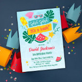 Kinder strand zwembad feest 5e verjaardag kaart