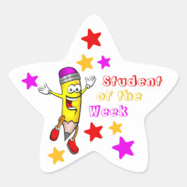 Kinder student en kleurrijke student van de week ster sticker