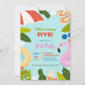 Kinder Summer Birthday Pool Party Kaart (Voorkant)