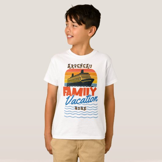 Kinder Sunset Family Cruise Sinaasappel PERSONALIS T-shirt (Voorkant volledig)