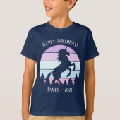Kinder  Sunset Unicorn Naam Datum Verjaardag T-shirt (Voorkant)