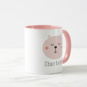 Kinder super schattige twee toonroze Kitten Aangep Mok (Voorkant rechts)