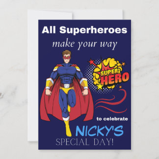 Kinder superheld Birthday Invitation Kaart