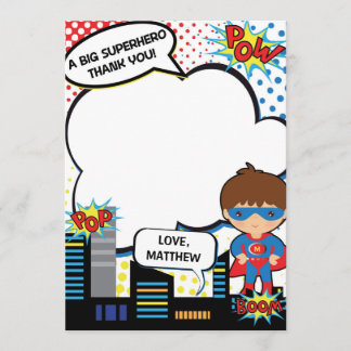 Kinder superheld Birthday Party Dank je kaartjonge Bedankkaart