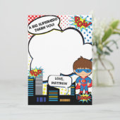 Kinder superheld Birthday Party Dank je kaartjonge Bedankkaart (Staand voorkant)