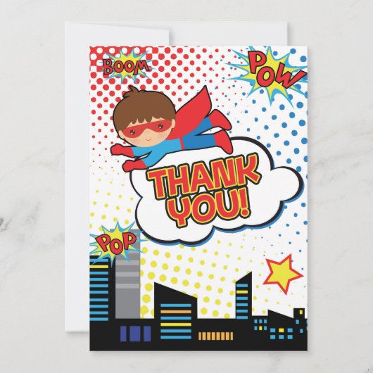 Kinder superheld Birthday Party Dank je kaartjonge Bedankkaart (Achterkant)