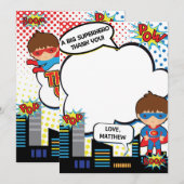 Kinder superheld Birthday Party Dank je kaartjonge Bedankkaart (Voorkant / Achterkant)