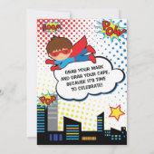 Kinder superheld Birthday Party Invitation Boy Her Kaart (Achterkant)