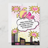 Kinder superheld Birthday Party Invite Girl Hero Kaart (Achterkant)