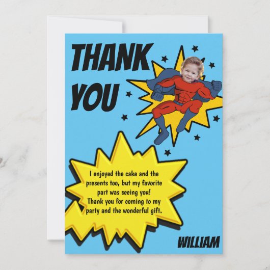 Kinder superheld foto bedankkaart (Voorkant)