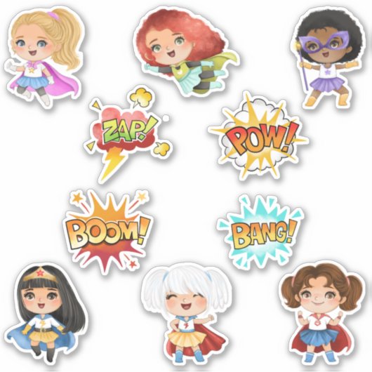 Kinder superheld Girls Sticker (Voorkant)