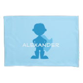 Kinder superheld jongen silhouet gepersonaliseerd  kussensloop (Voorkant)