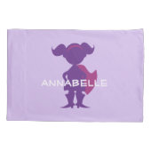 Kinder superheld meisje silhouet gepersonaliseerd kussensloop (Achterkant)