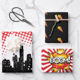 Kinder Superheld Party Cartoon Film Inpakpapier Vel