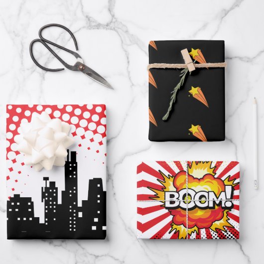 Kinder Superheld Party Cartoon Film Inpakpapier Vel (Voorkant)