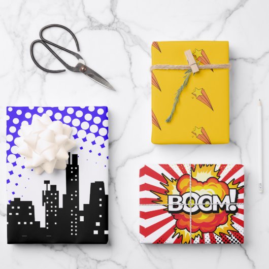 Kinder Superheld Party Cartoon Film Inpakpapier Vel (Voorkant)