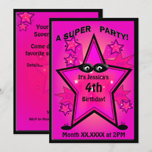 Kinder superheld Star Girl Birthday Party Kaart
