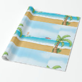 Kinder Surfen Tropisch Strand Fun Zomer Oceaan Cadeaupapier (Uitgerold)