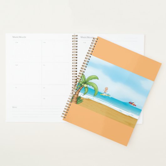 Kinder Surfen Tropisch Strand Fun Zomer Oceaan Planner (Display)