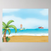 Kinder Surfen Tropisch Strand Fun Zomer Oceaan Poster (Voorkant)
