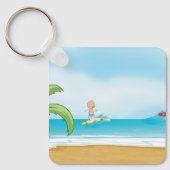 Kinder Surfen Tropisch Strand Fun Zomer Oceaan Sleutelhanger (Voorkant)