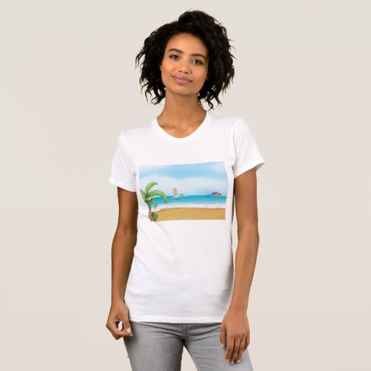 Kinder Surfen Tropisch Strand Fun Zomer Oceaan T-shirt (Voorkant volledig)