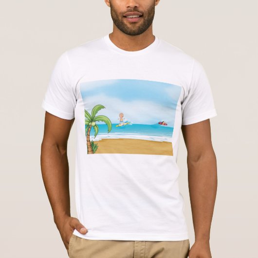 Kinder Surfen Tropisch Strand Fun Zomer Oceaan T-shirt (Voorkant)