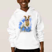 Kinder Sweatshirt mit springendem Hund  (Voorkant)