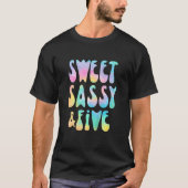 Kinder Sweet Sassy en Vijf 5e verjaardag Stropdas T-shirt (Voorkant)
