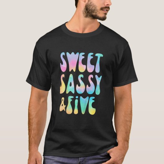 Kinder Sweet Sassy en Vijf 5e verjaardag Stropdas T-shirt (Voorkant)