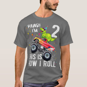 Kinder T Rex Dinosaur Monster Truck 2e Birthday Bo T-shirt