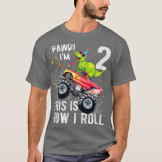 Kinder T Rex Dinosaur Monster Truck 2e Birthday Bo T-shirt
