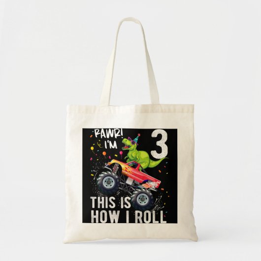 Kinder T Rex Dinosaur Monster Truck 3rd Birthday B Tote Bag (Voorkant)