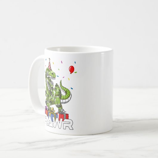 Kinder T-Rex Dinosaur Robot Rawr Birthday Boy Part Koffiemok (Voorkant links)