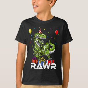 Kinder T-Rex Dinosaur Robot Rawr Birthday Boy Part T-shirt