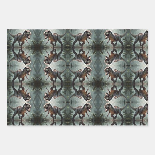 Kinder T-Rex loopt door oerwoud Inpakpapier Vel (Voorkant 2)