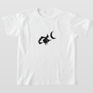 Kinder T-shirt - Heks op bezemsteel met griezelige