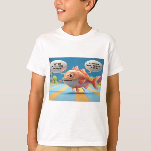 Kinder T-shirt met grappig visraadsel (Voorkant)