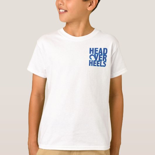 Kinder T-shirt met helder blauw logo (Voorkant)