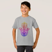 Kinder T-shirt met neon Hamsa Hand met slecht oog (Voorkant volledig)