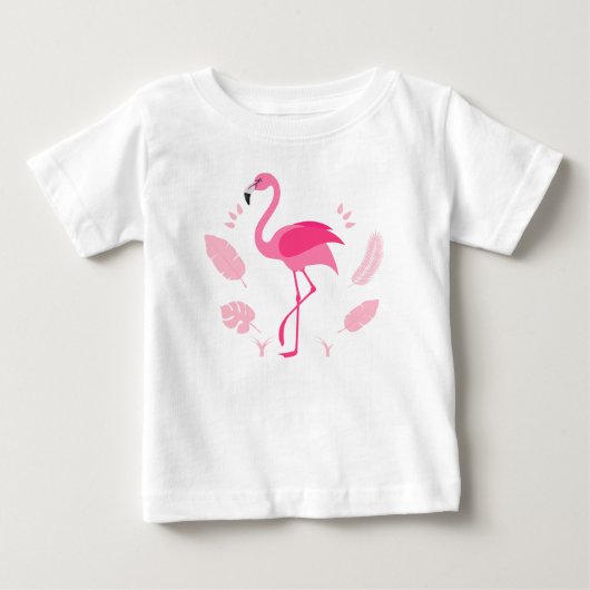Kinder T-shirt met roze flamingo (Voorkant)
