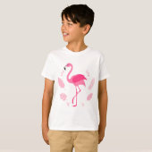 Kinder T-shirt met roze flamingo (Voorkant volledig)