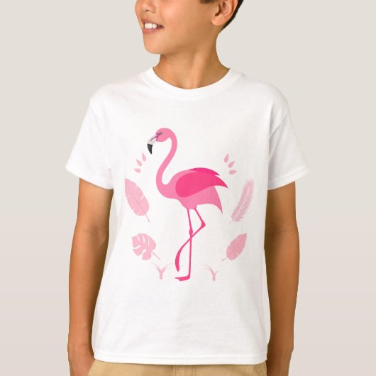 Kinder T-shirt met roze flamingo (Voorkant)