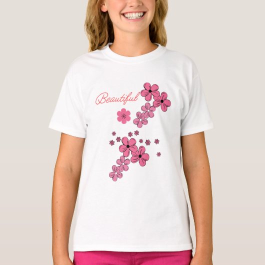 kinder T-shirt mooie bloemen (Voorkant)