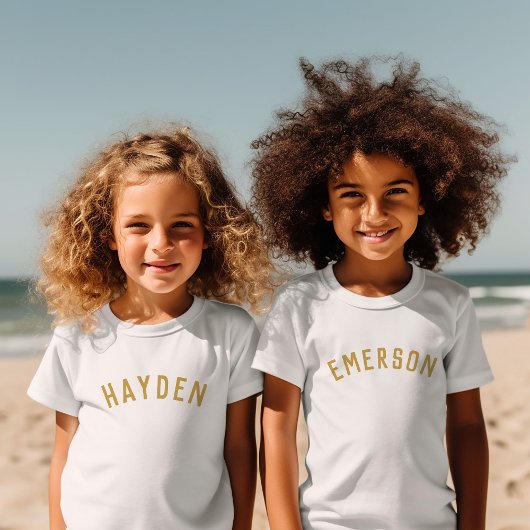 Kinder T-shirt voor persoonlijke naam | Goud
