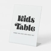 Kinder tabel met Retro Script Reclamebord Met Voetstuk (Voorkant)