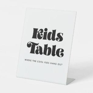  Kinder tabel met Retro Script Reclamebord Met Voetstuk
